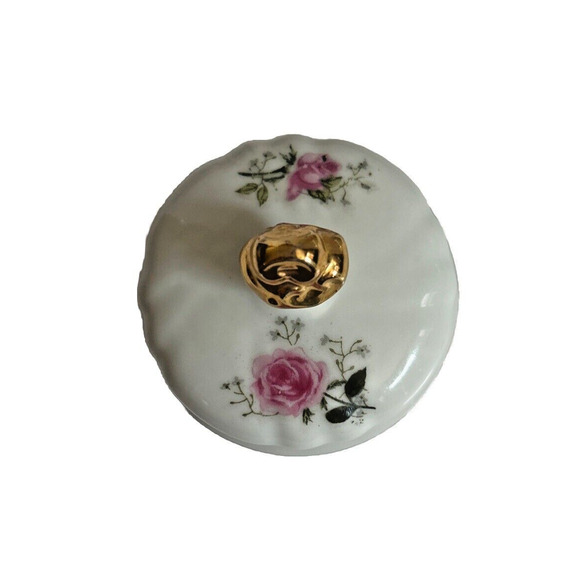 Lefton China Hand Painted Rose Pattern Cream And Sugar Lid & Handles #NE3449 - Picture 8 of 14